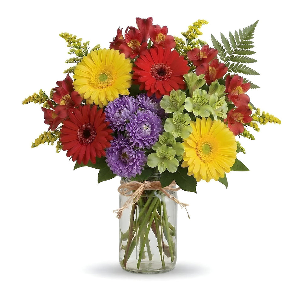 Hooray Bouquet in a Mason Jar