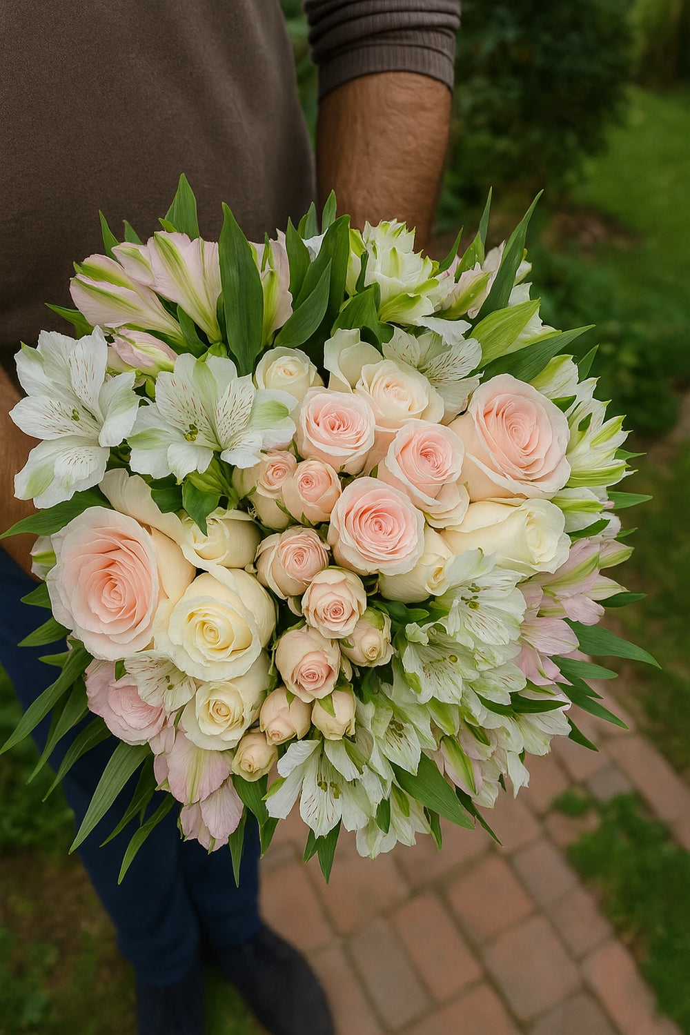 NZ flower bouquet of roses and lilies