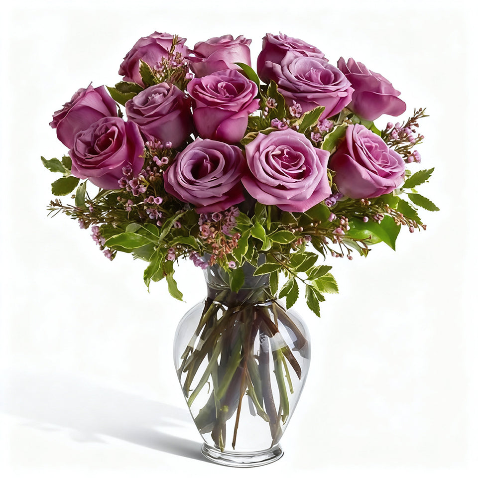 One Dozen Long Stem Lavender Roses