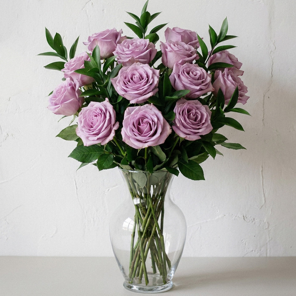 One Dozen Long Stem Lavender Roses