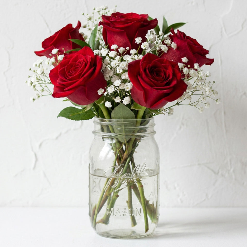 Radiant Roses in a Mason Jar