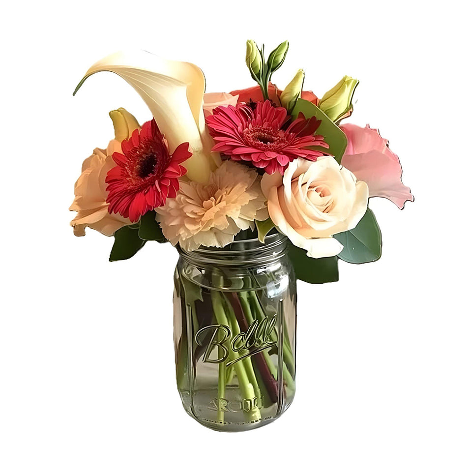 Sweet Summer in Mason Jar - Flower Delivery New Zealand