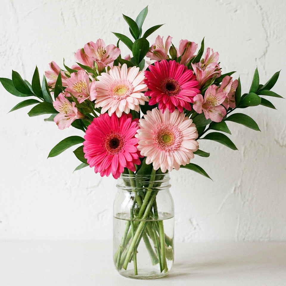 Shades of Pink in Mason Jar