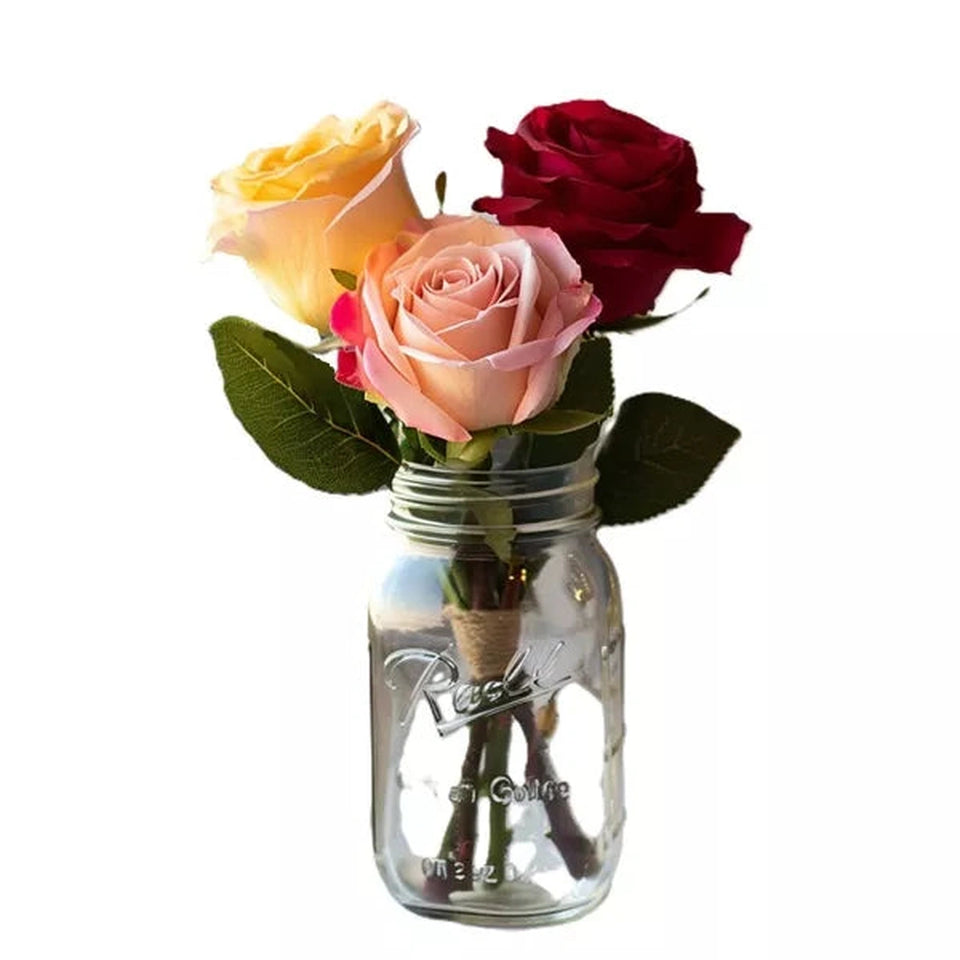 Assorted Roses in Mason Jar