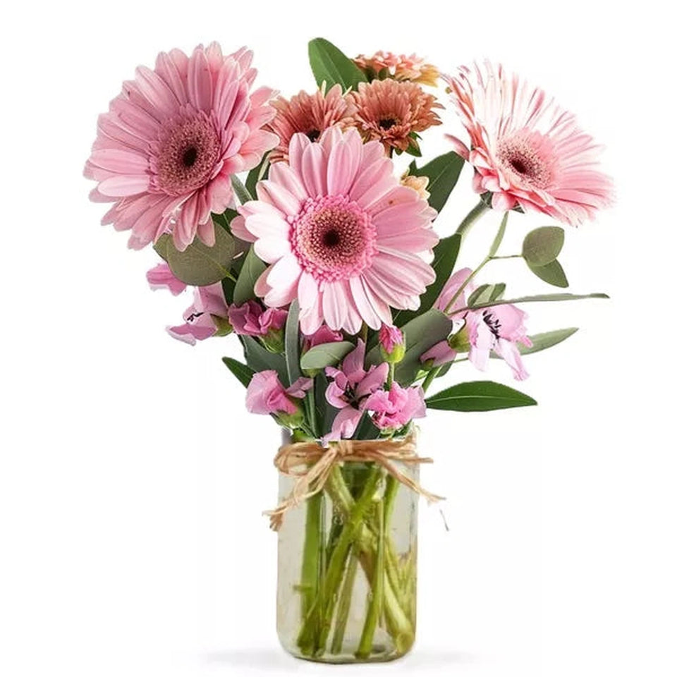 Shades of Pink in Mason Jar