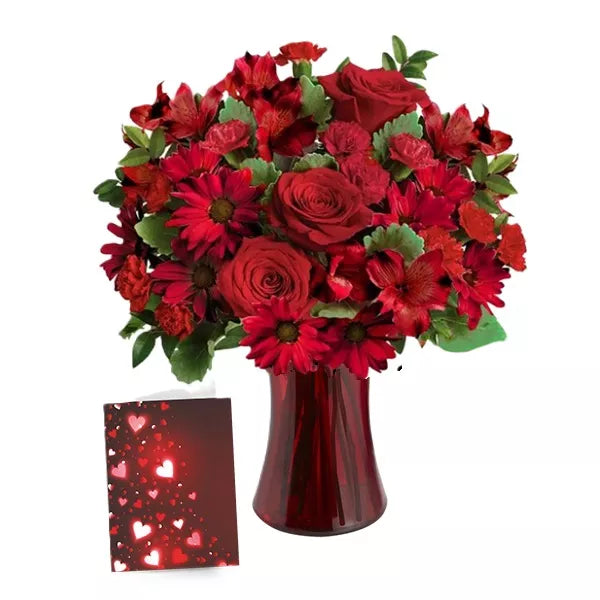 Valentines Designer Collection II - Red Roses Bouquet with Card