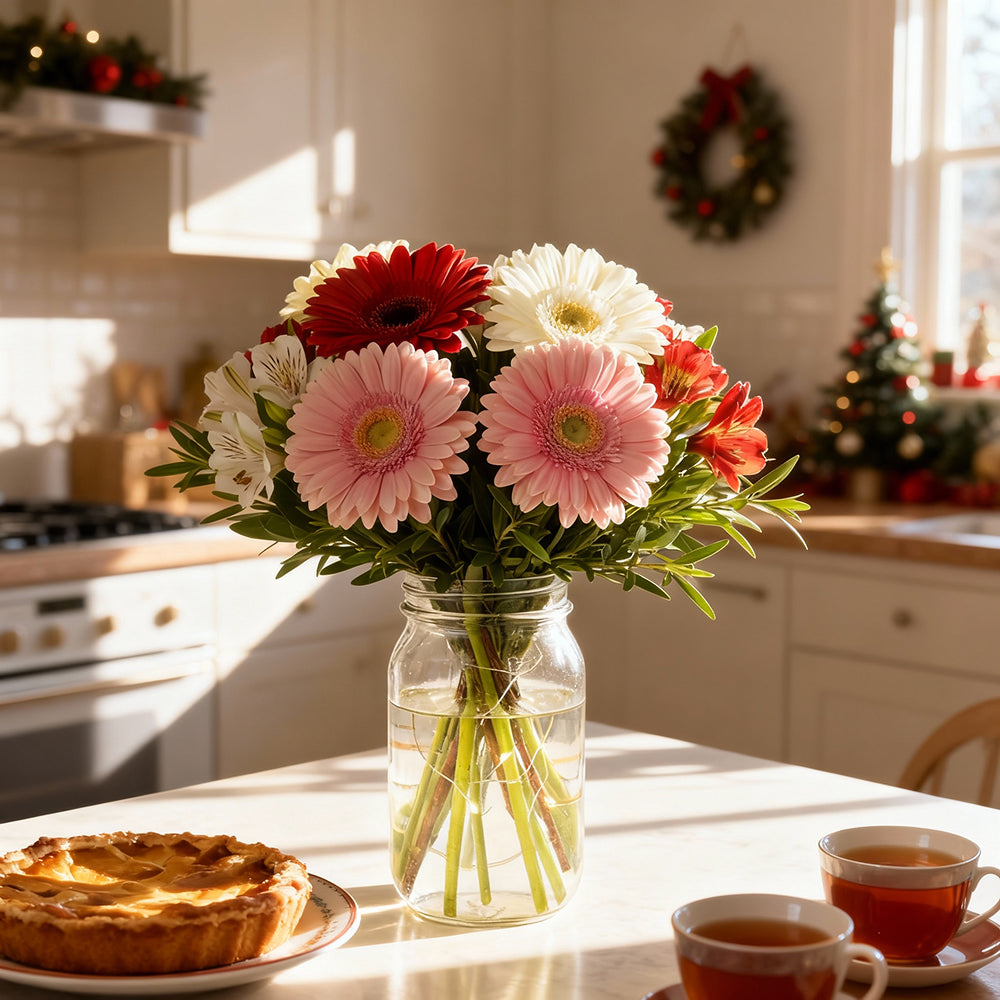 Christmas Lights Mason Jar Bouquet III