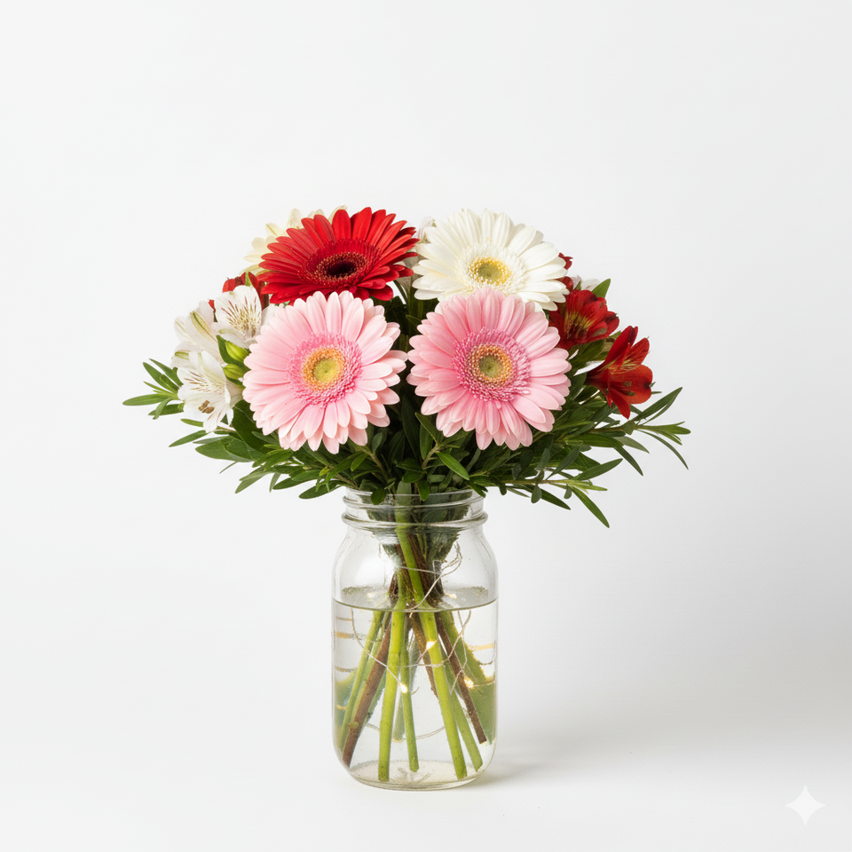 Christmas Lights Mason Jar Bouquet III