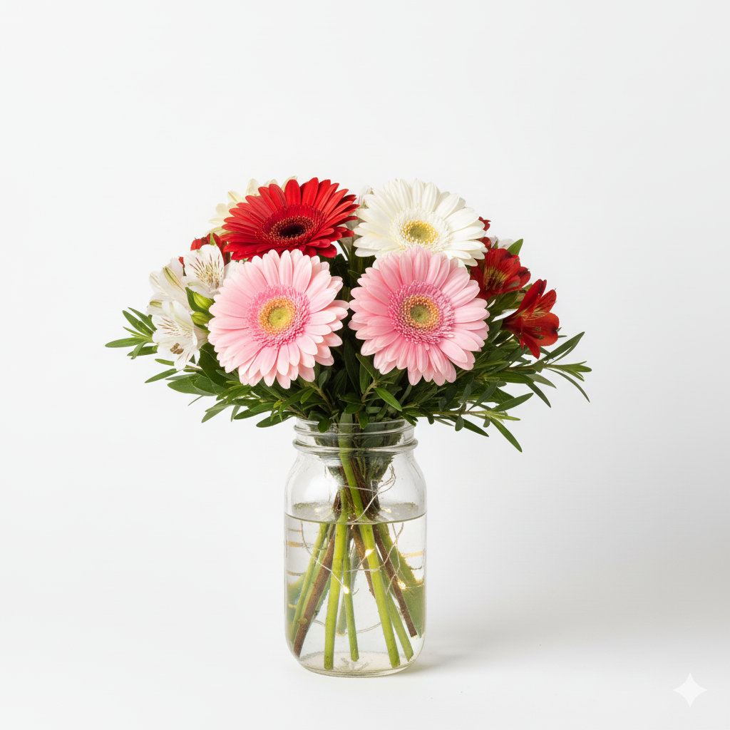 Christmas Lights Mason Jar Bouquet III