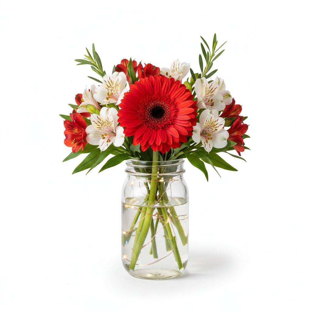 Christmas Flowers in Mason Jar II