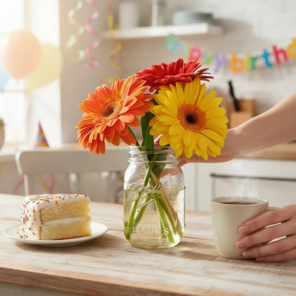 Gerbera Daisies in a Mason Jar