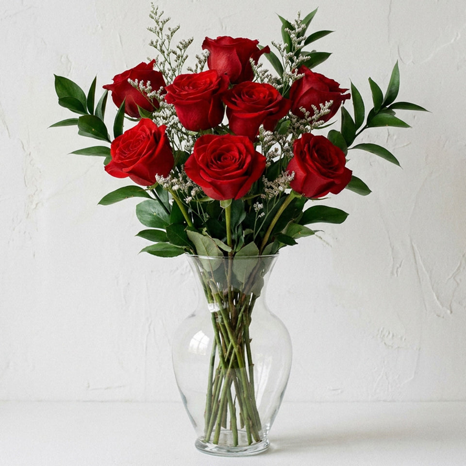 Half Dozen Long Stem Red Roses
