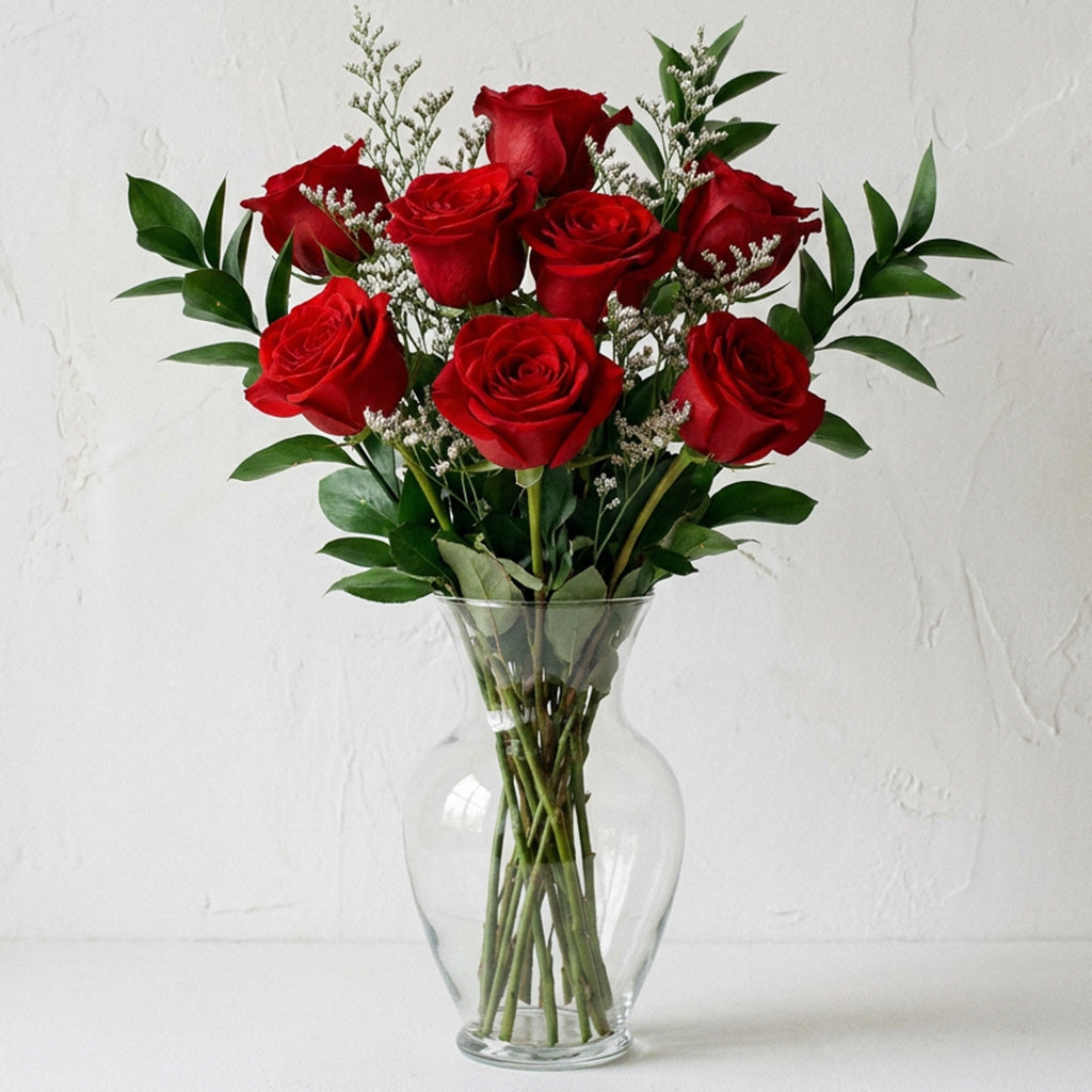 Half Dozen Long Stem Red Roses