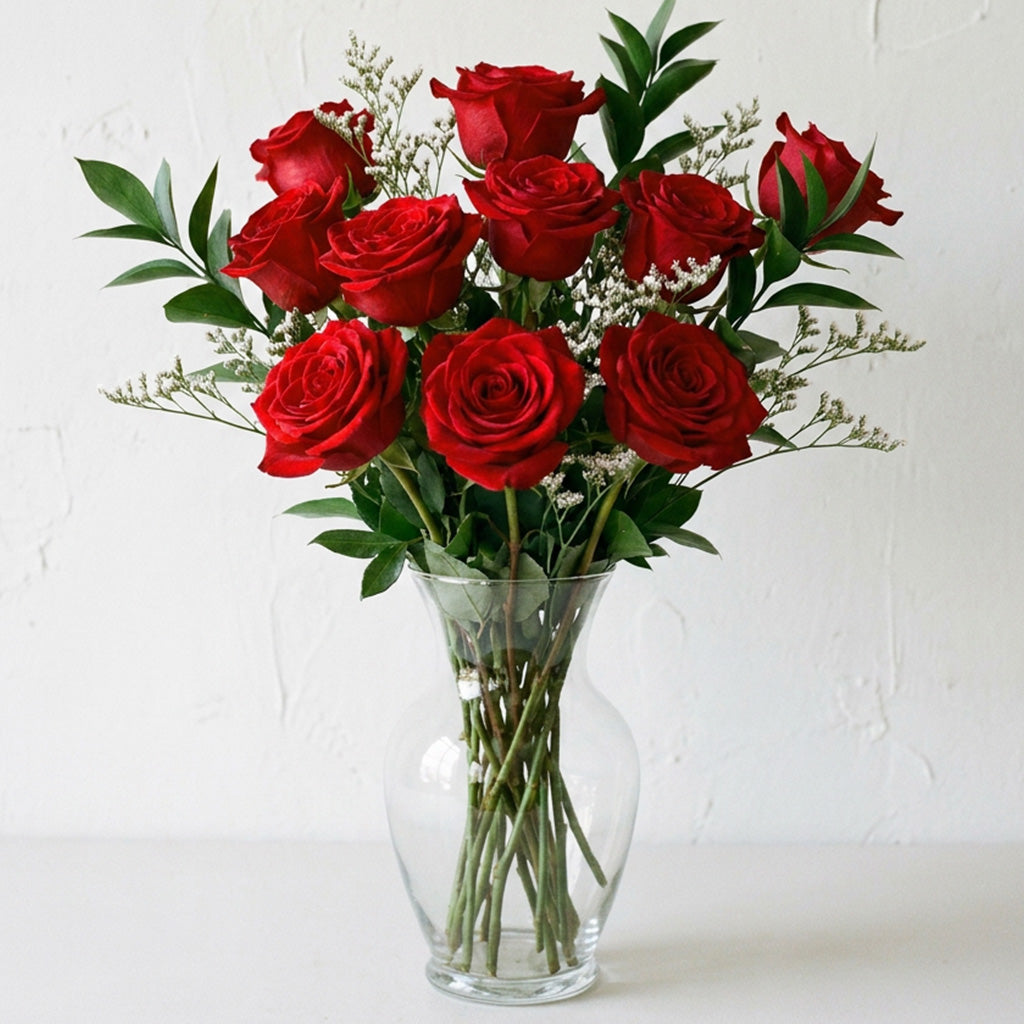 Half Dozen Long Stem Red Roses