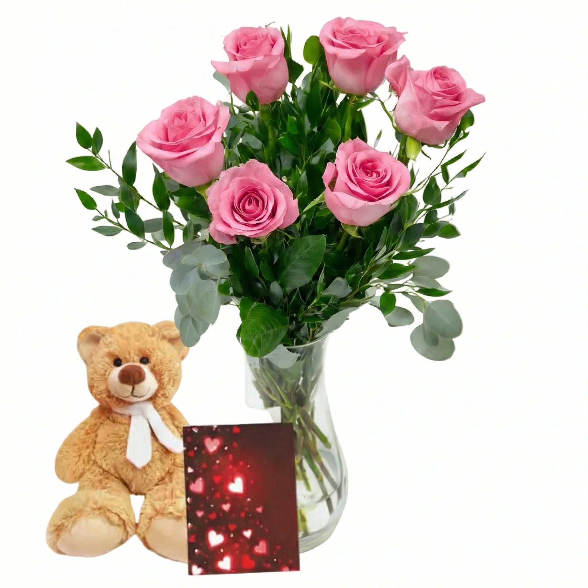 Half Dozen Pink Roses Combo