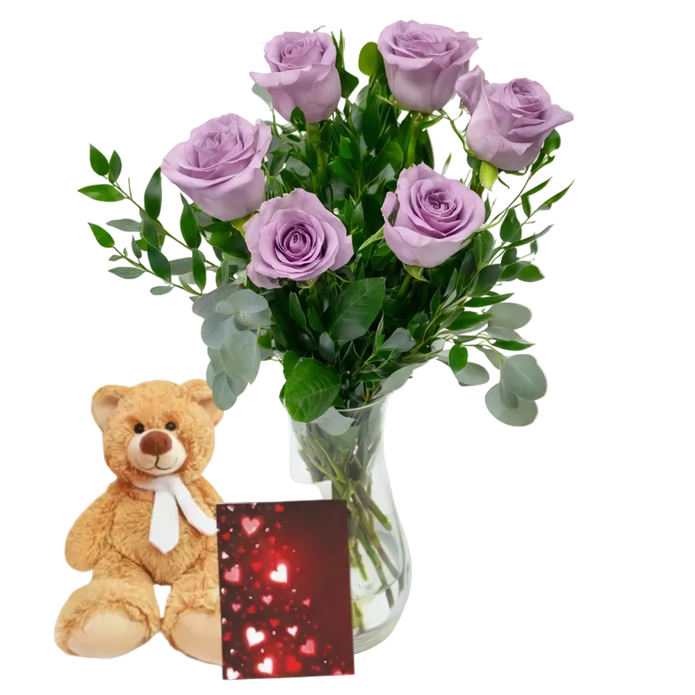 Half Dozen Lavendar Roses Combo