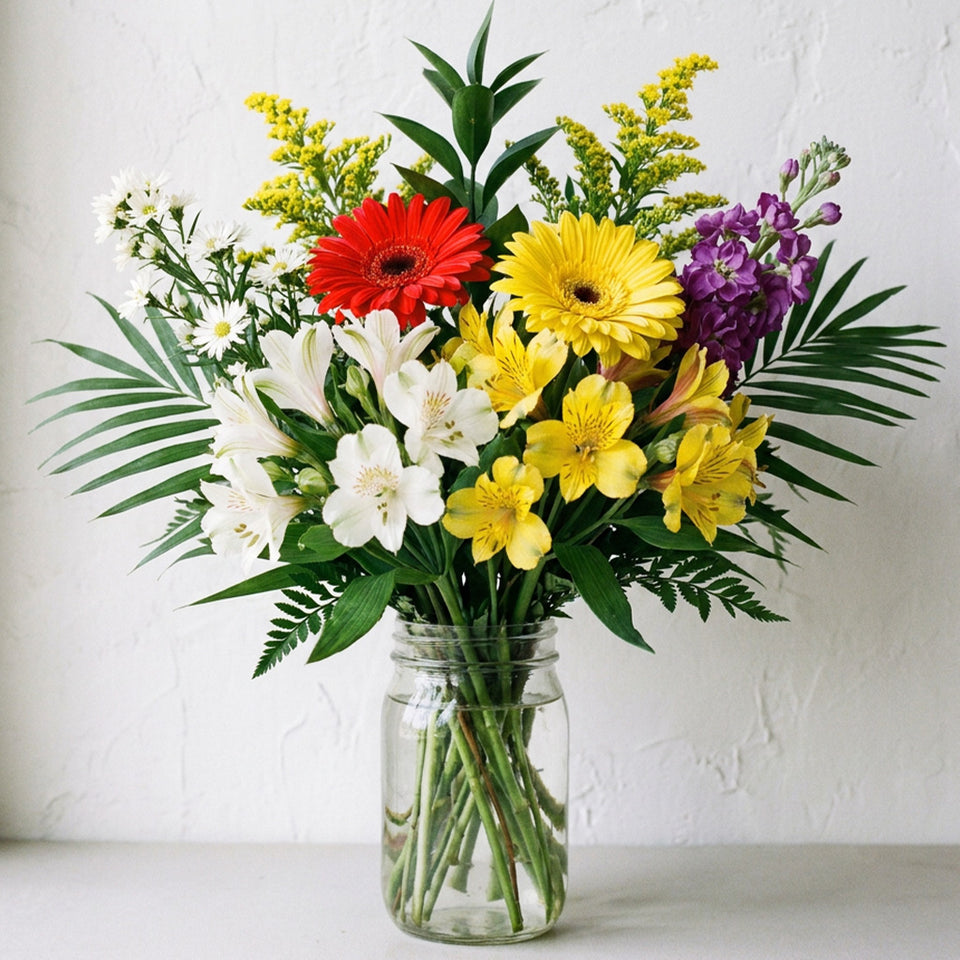 Hooray Bouquet in a Mason Jar