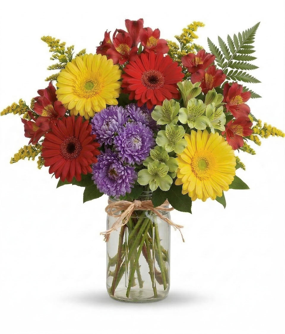 Hooray Bouquet in a Mason Jar