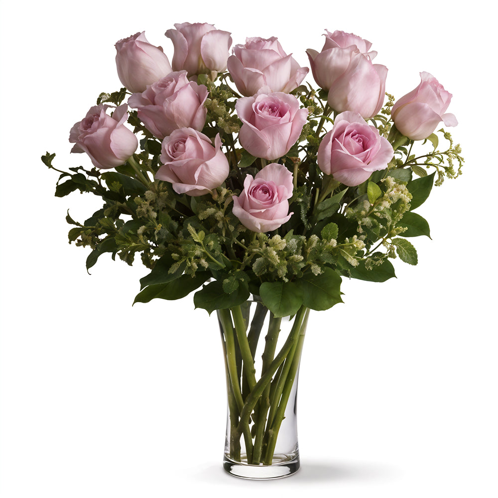 One Dozen Long Stem Pink Roses