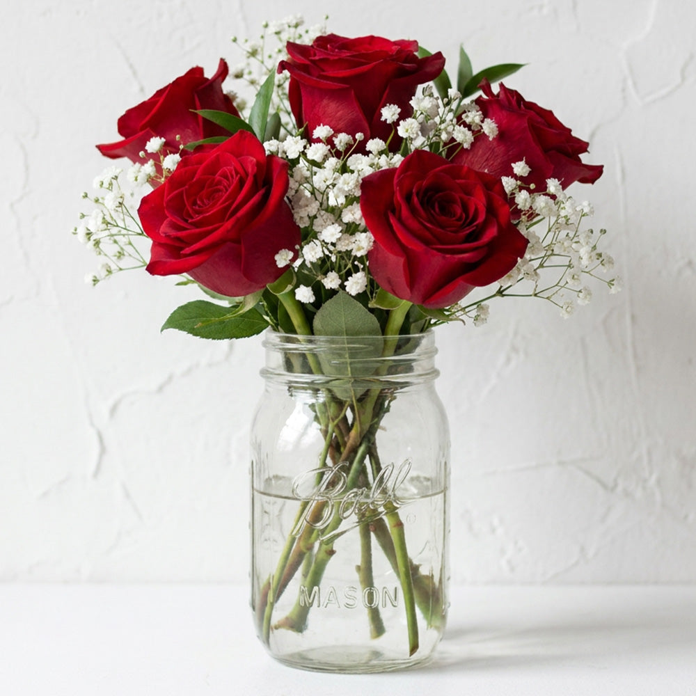 Radiant Roses in a Mason Jar