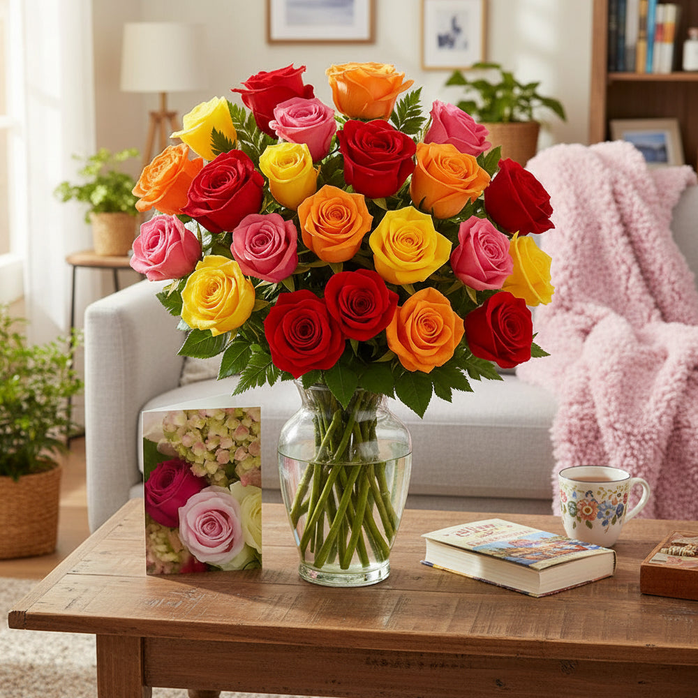 Two Dozen Assorted Long Stem Roses