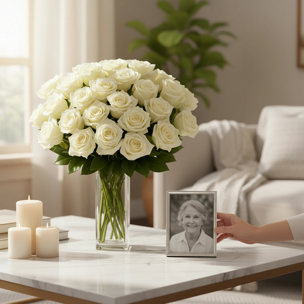 Three Dozen Long Stemmed White Roses