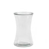Clear, empty glass with a flared rim and tapered shape on a white background.