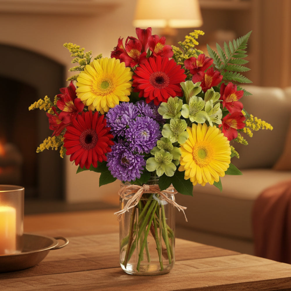 Hooray Bouquet in a Mason Jar