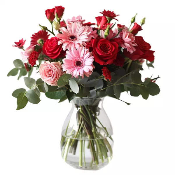 a bouquet of red roses