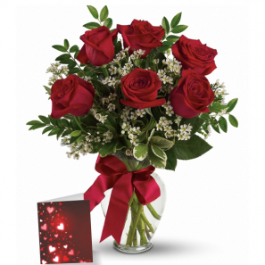 6 Red Roses & Card